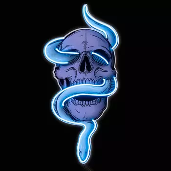 Неоновая настенная лампа Skull and Snake Neon Wall Lamp