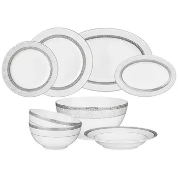 Обеденный сервиз белого цвета из фарфора на 6 персон 23 предмета Royal Porcelain Collection