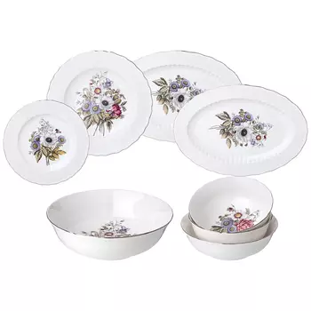 Обеденный сервиз из фарфора с рисунком цветов на 6 персон 23 предмета Garden Whisper Porcelain Set