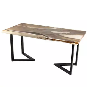 Обеденный стол массив карагача + белая смола