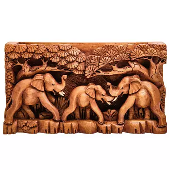 Панно из дерева слоны Panel With Animals