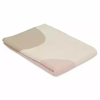 Плед из хлопка бежевого цвета с абстрактным принтом Elysian Flow Peach
