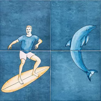 Плитка с узором Дельфин Серфингист