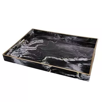 Поднос Gold Stripes Black Marble
