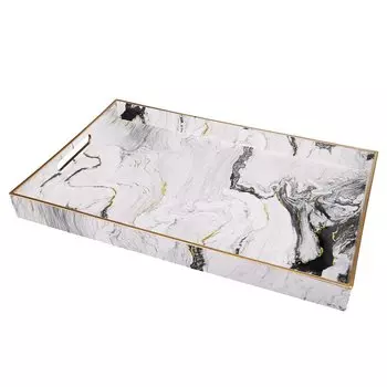 Поднос Gold Stripes White Marble