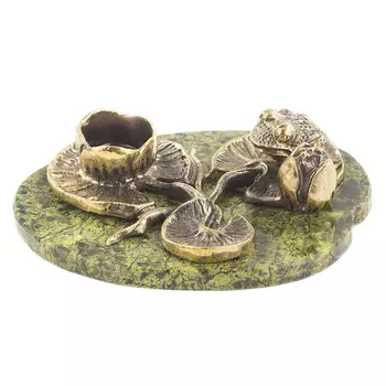 Подсвечник из бронзы и натурального камня змеевик Stone Candlestick