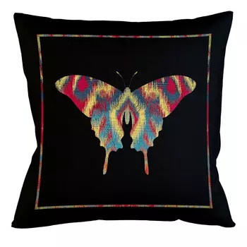 Подушка декоративная бабочка разноцветная Ikat Pattern