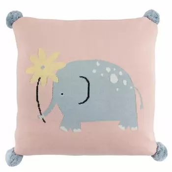 Подушка с помпонами Blue Elephant