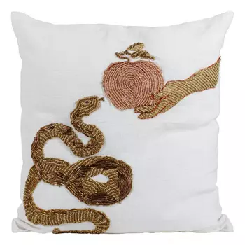 Подушка с вышивкой из бисера Snake with Apple