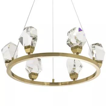 Подвесная круглая люстра с хрустальными плафонами Esme Crystal Brass Ring Chandelier