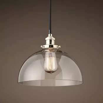Подвесной светильник 20th C. Factory Filament Clear Glass Dome Pendant nickel