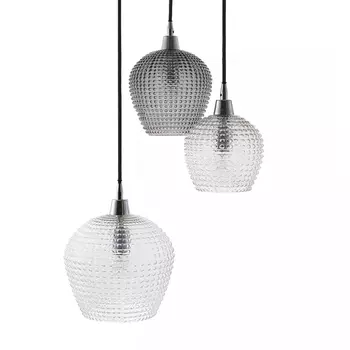 Подвесной светильник каскадный с 3-мя фактурными стеклянными плафонами Cascade with Relief Lampshades
