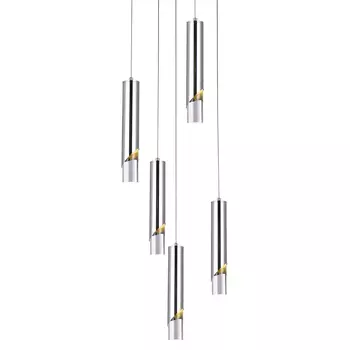 Подвесной светильник Metal Acrylic Tube Five Chrome Hanging Lamp