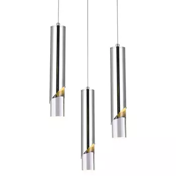 Подвесной светильник Metal Acrylic Tube Trio Chrome Hanging Lamp