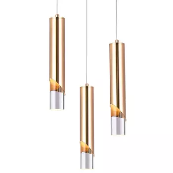Подвесной светильник Metal Acrylic Tube Trio Gold Hanging Lamp