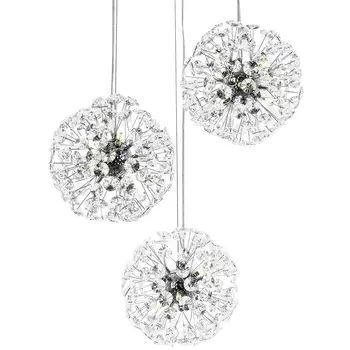 Подвесной светильник с 3-мя плафонами Crystal Dandelions Chrome Hanging Lamp