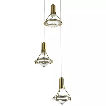 Подвесной светильник с 3-мя плафонами в форме бриллианта Diamond Crystal Trio Hanging Lamp