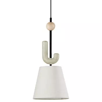 Подвесной светильник с бежевым тканевым плафоном Flourish