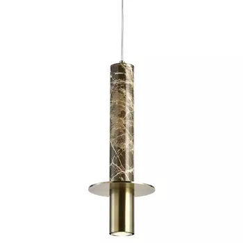 Подвесной светильник с декором под коричневый мрамор Shaw Marble Brass