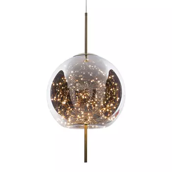 Подвесной светильник с гирляндой внутри круглого стеклянного плафона Garland Glass Hanging Lamp