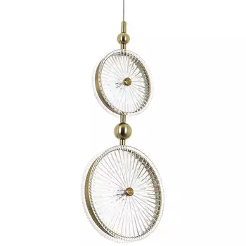 Подвесной светильник с круглым плафоном из рельефного стекла Peony Glass Brass Hanging Lamp