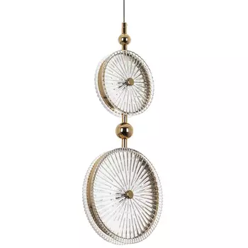 Подвесной светильник с круглым плафоном из рельефного стекла Peony Glass Gold Hanging Lamp