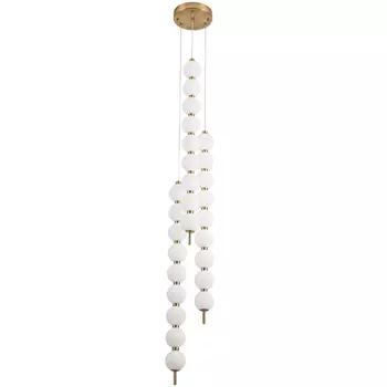 Подвесной светильник с плафонами в виде шаров из акрила Pearls Suspension Brass Cascade Hanging Lamp