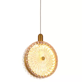 Подвесной светильник с плафоном из рельефного стекла Peony Glass Bronze