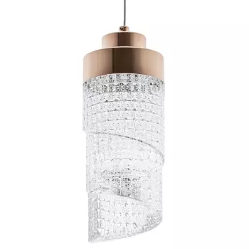 Подвесной светильник со спиралевидным плафоном из акрила Spiral Acrylic Gold Hanging Lamp