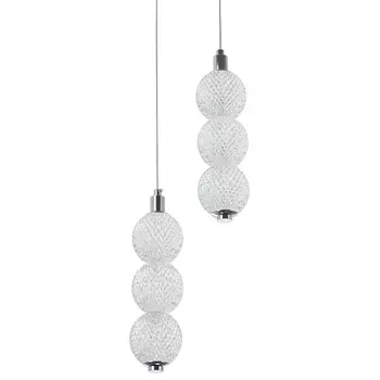 Подвесной светодиодный светильник с 2-мя плафонами Crystal Globule Hanging Lamp Chrome