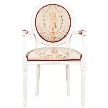 Полукресло из массива бука бежевое с растительным орнаментом Raffael Angel Beige Chair