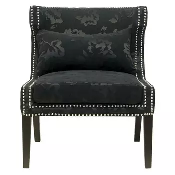 Полукресло с мягкой обивкой из жаккарда на 4-х ножках из массива березы Baroque Armchair black