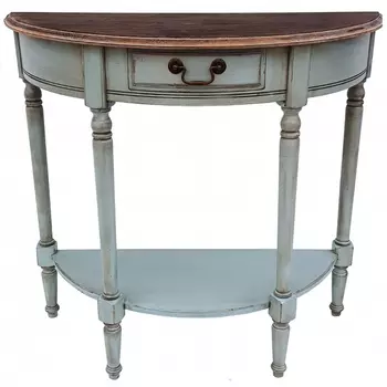 Полукруглая консоль в стиле прованс светло-бирюзовая Margery Provence Console