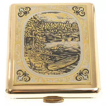 Портсигар на 20 сигарет с гравировкой природы в подарочной коробке Metal Cigarettes Cases
