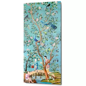 Постер на холсте в стиле шинуазри Chinoiserie Bridge in the garden Poster