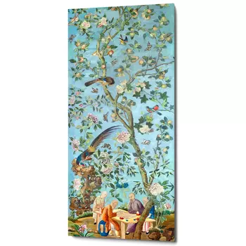 Постер на холсте в стиле шинуазри Playing Weiqi in the Peach Orchard Poster