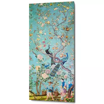 Постер на холсте в стиле шинуазри с изображением сада Chinoiserie Imperial Garden Peacocks on a Tree