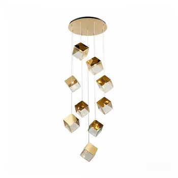 Потолочная люстра Pyrite Chandelier gold cube 9