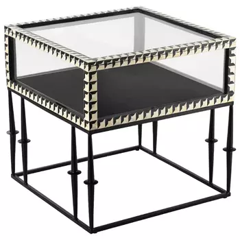 Приставной стол с витриной Bone Inlay black white