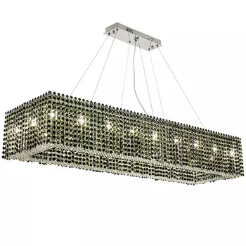 Прямоугольная люстра с хрустальными подвесками Crystal Art Chrome Green Rectangular Chandelier