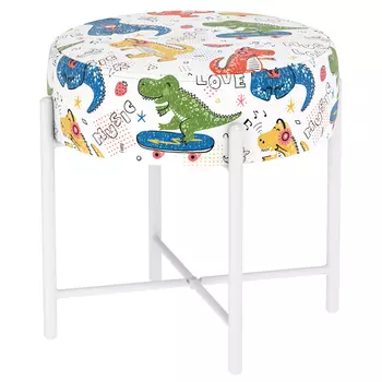 Пуф детский круглый с принтом на 4-х белых ножках Dinosaurs CHILDHOOD