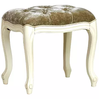 Пуф из массива дерева с велюровой обивкой Lefevre French Seating