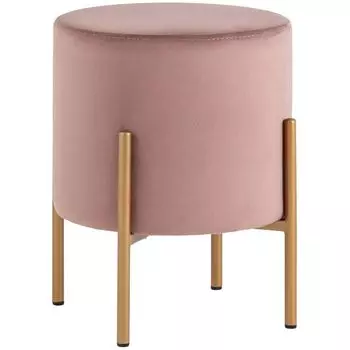 Пуф круглый пыльно-розовый велюр золотые ножки Sanjay Velour