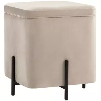 Пуф квадратный с ящиком бежевый велюр Sanjay Velour