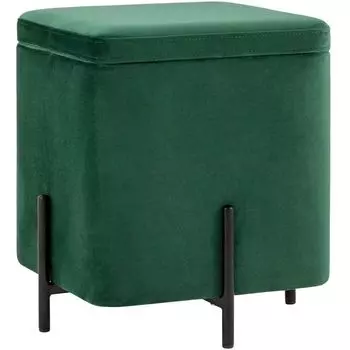 Пуф квадратный с ящиком зеленый велюр Sanjay Velour