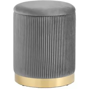 Пуф с ящиком Beatrice серый Glossy Velor