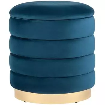 Пуф с ящиком Charlotte синий Glossy Velor