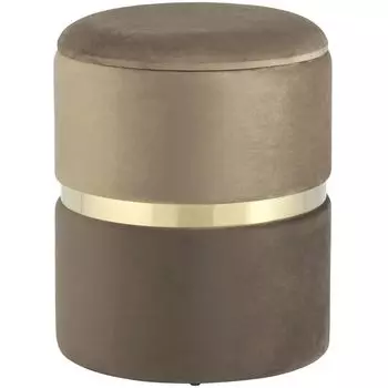 Пуф с ящиком Duo бежевый коричневый Glossy Velor