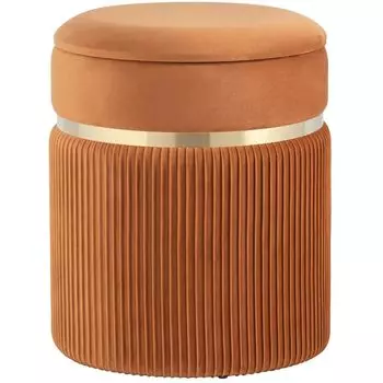 Пуф с ящиком оранжевый Glossy Velor