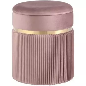 Пуф с ящиком розовый Glossy Velor
